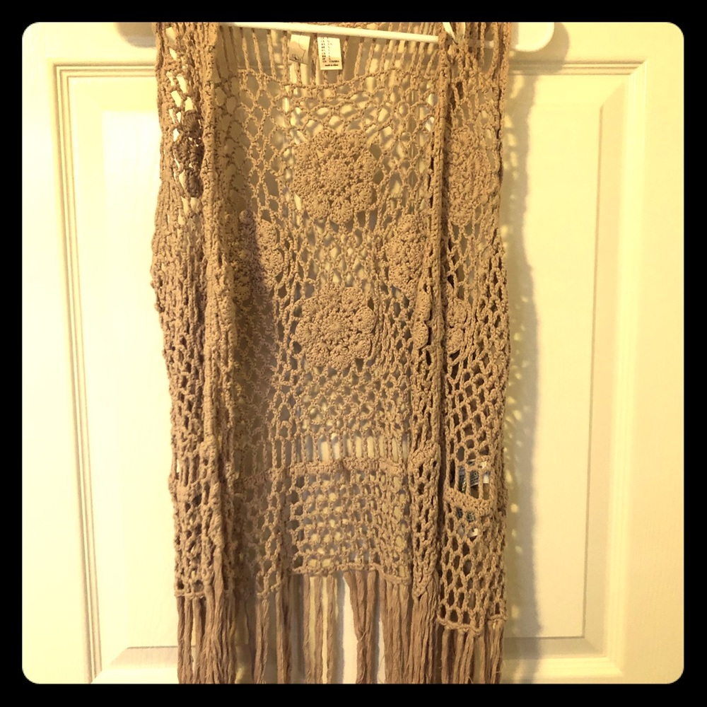 Beige boho chick floral vest